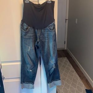 Maternity distressed cropped jeans